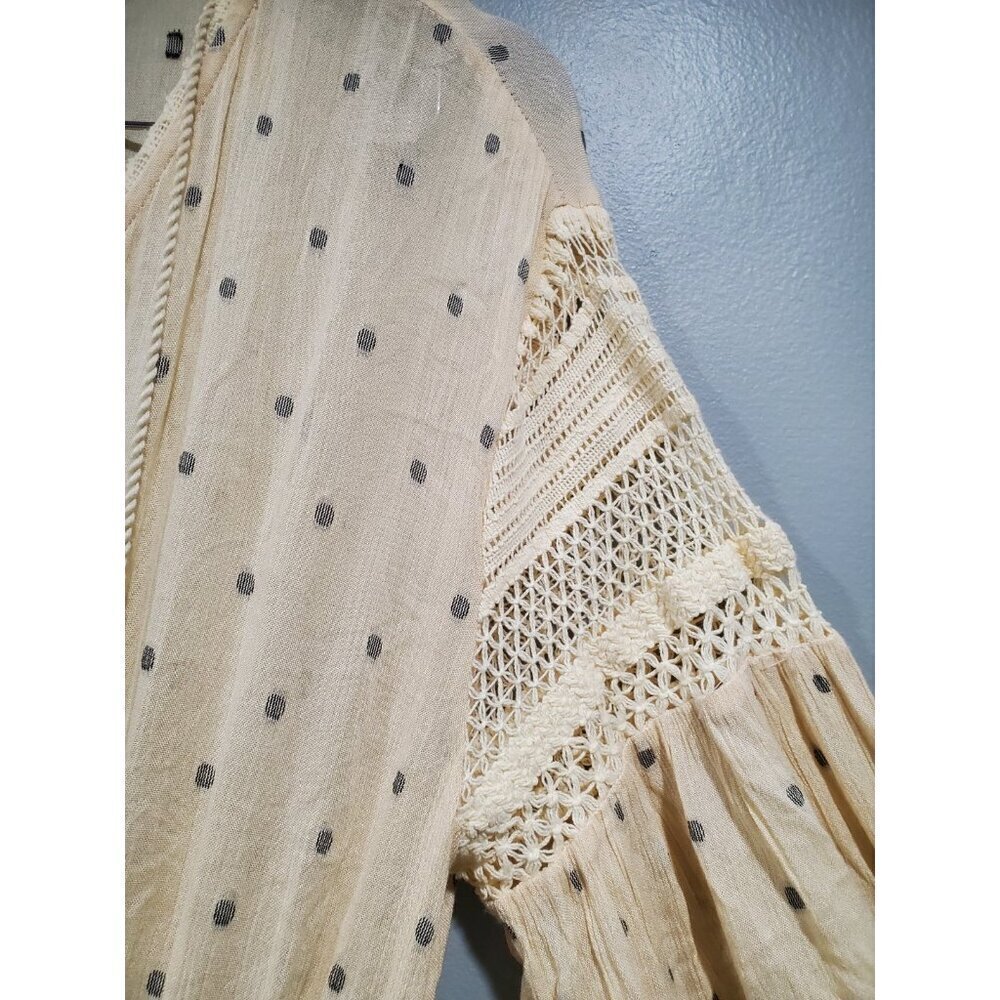 Free People Sada Ivory Maxi Dress Long-Sleeved Tiered Boho CottageCore Sz M - Picture 7 of 16